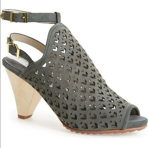 matt bernson perforated maja slingback black sandal ankle booties size 6